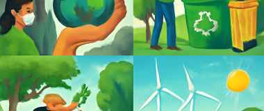 Desen animat cu un pește albastru și cățeluș zâmbitor în ocean colorat.