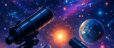 Un peisaj montan spectaculos cu un cer albastru clar, păduri dese și un râu care curge lin prin vale.