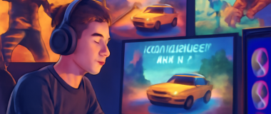 Desen detaliat al unui peisaj montan cu un lac limpede în prim-plan și vârfuri muntoase acoperite de zăpadă în fundal, sub un cer senin albastru.