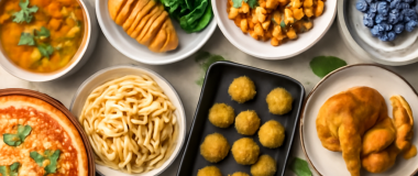 Desen detaliat al unui peisaj montan în timpul apusului, cu cer portocaliu și munți înzăpeziți pe fundal.